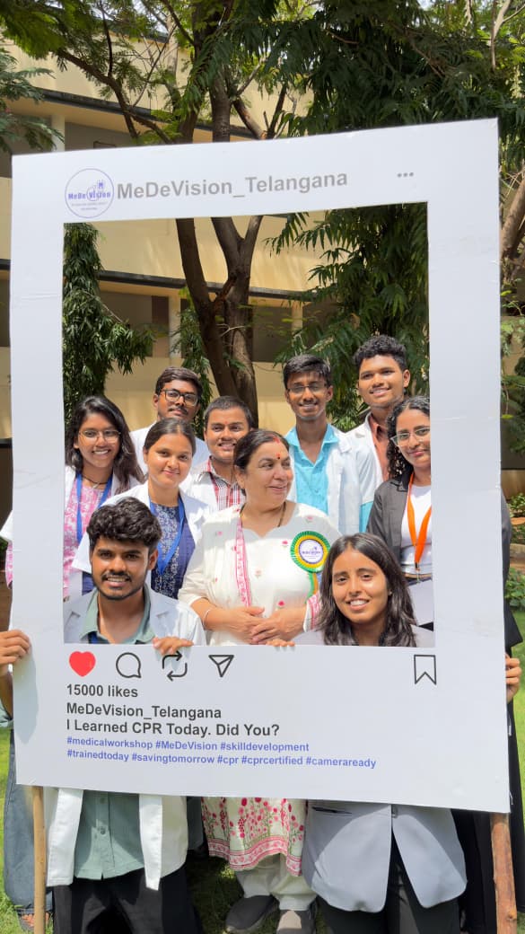 Group of medical students with Dr. Anita Bhalla after CPR certification